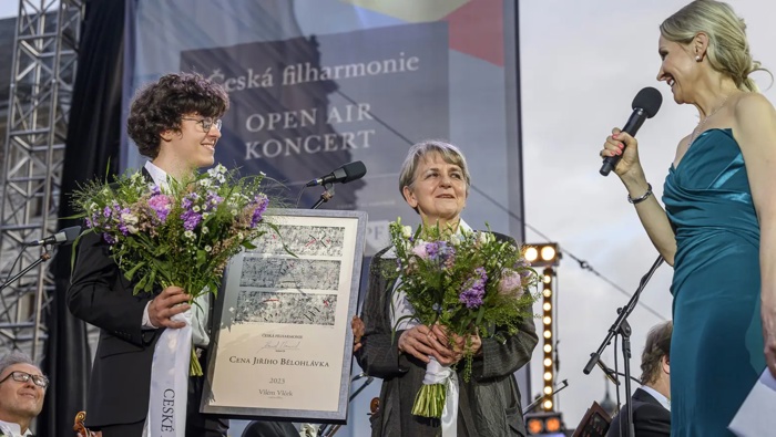 Violoncellista Vilém Vlček, laureát ceny za rok 2023, a Anna Fejérová | Foto Petra Hajská