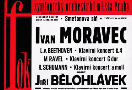 A poster for a concert with Ivan Moravec and the Prague Symphony Orchestra in 1971
