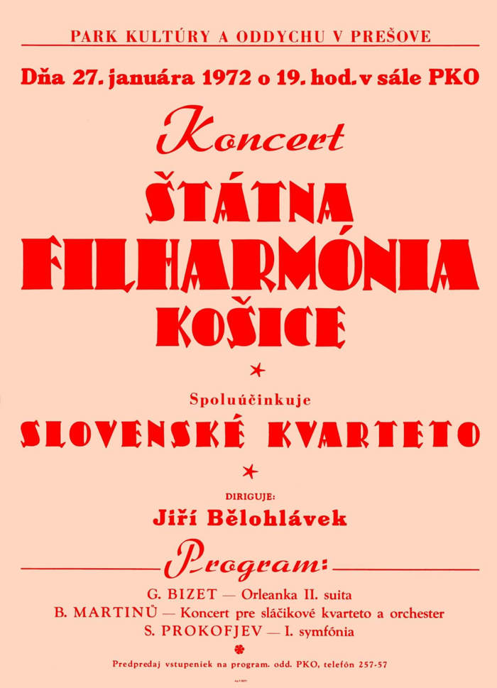 A poster for a concert with the State Philharmonic Orchestra in Košice