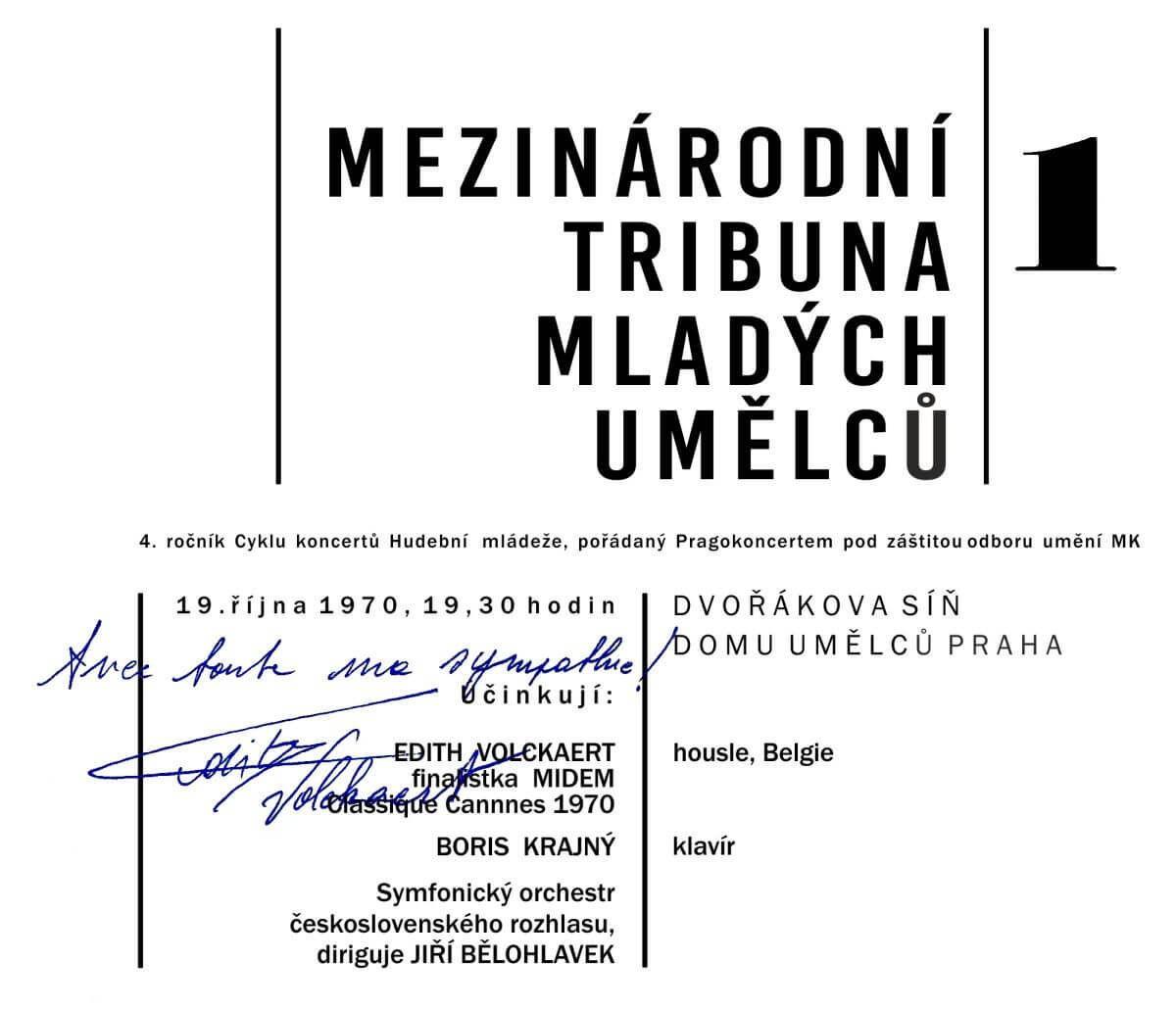 A poster of the concert of the International tribune of young artists in 1970