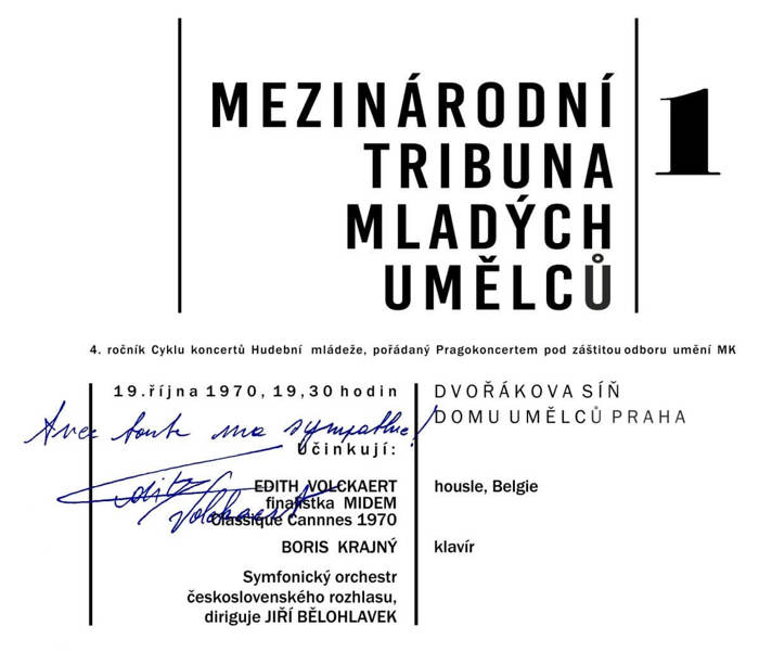 Plakát: koncert Jiřího Bělohlávka v rámci Mezinárodní tribuny mladých 1970
