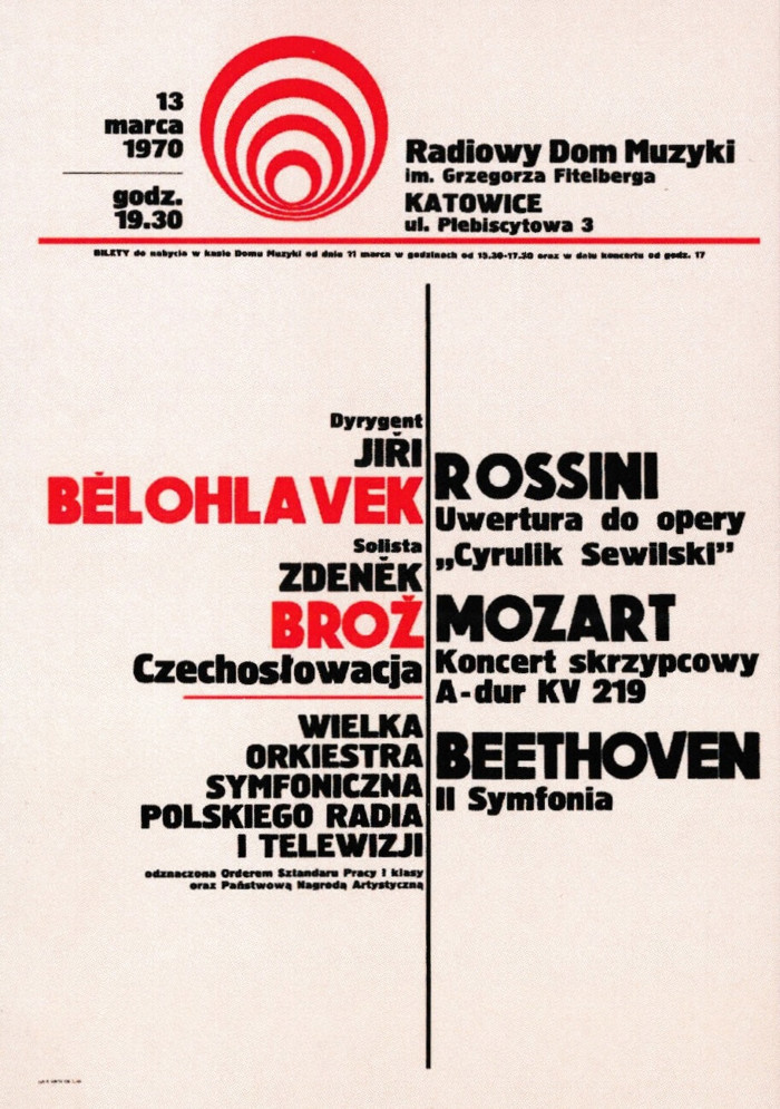 A poster for a concert of the Symphonic Orchestra of the Polish Radio and Television in Katowice in 1970
