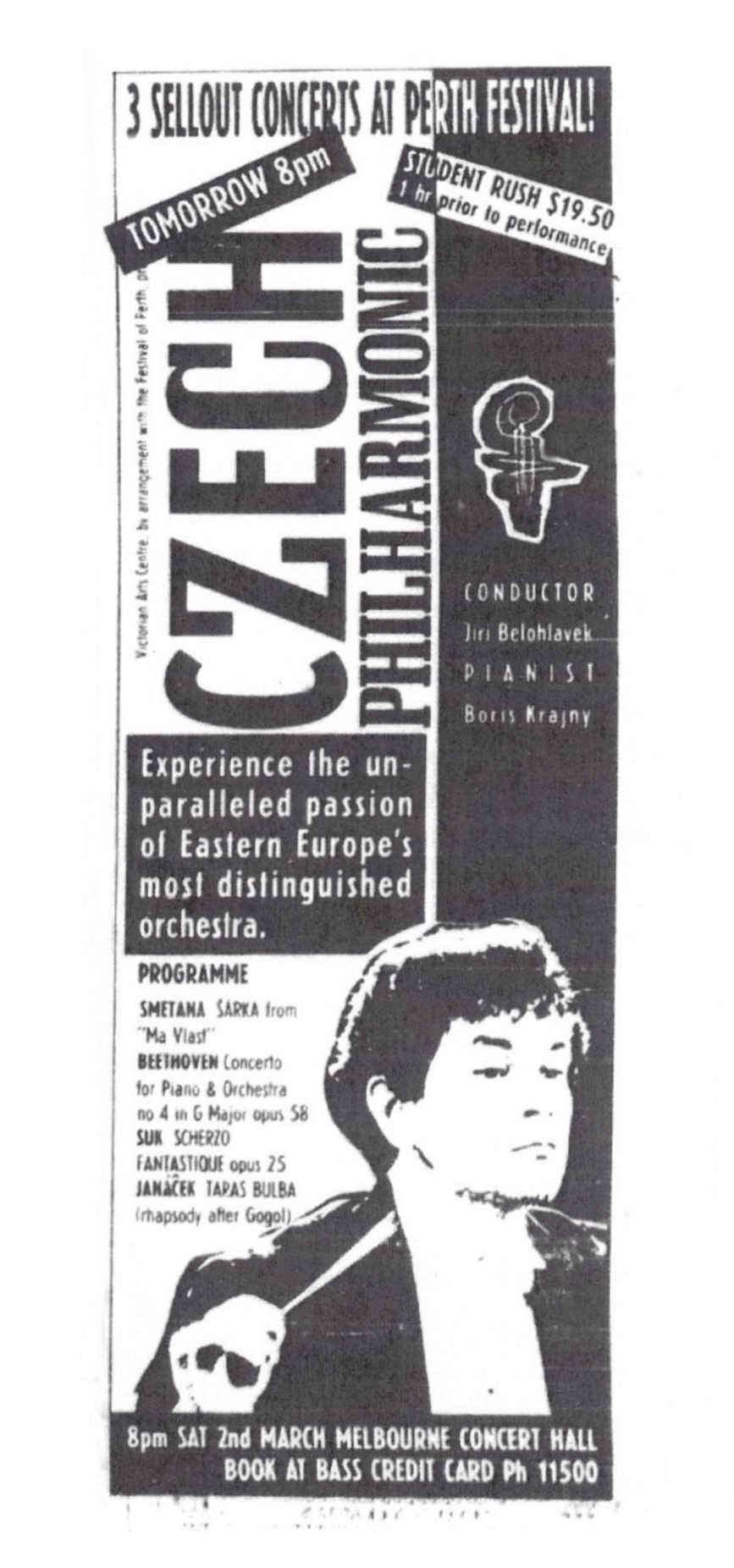 A Poster for a concert in Melbourne - Many thanks to Eva Breward for searching and preparing for publication