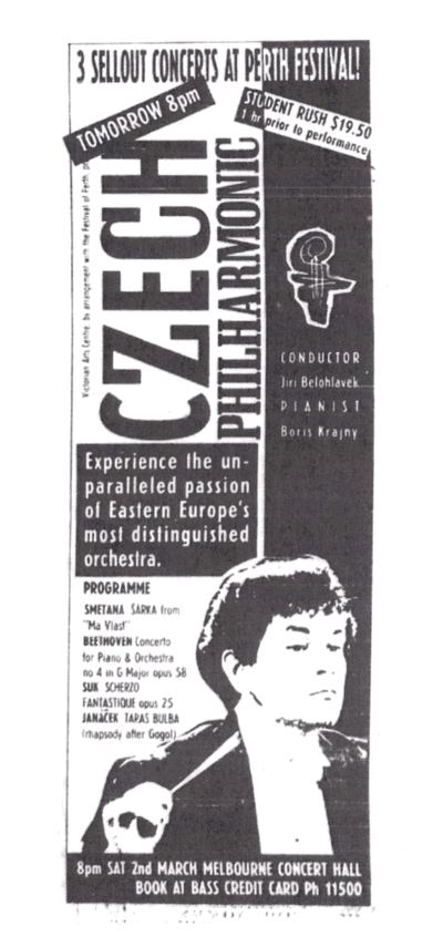 A Poster for a concert in Melbourne - Many thanks to Eva Breward for searching and preparing for publication