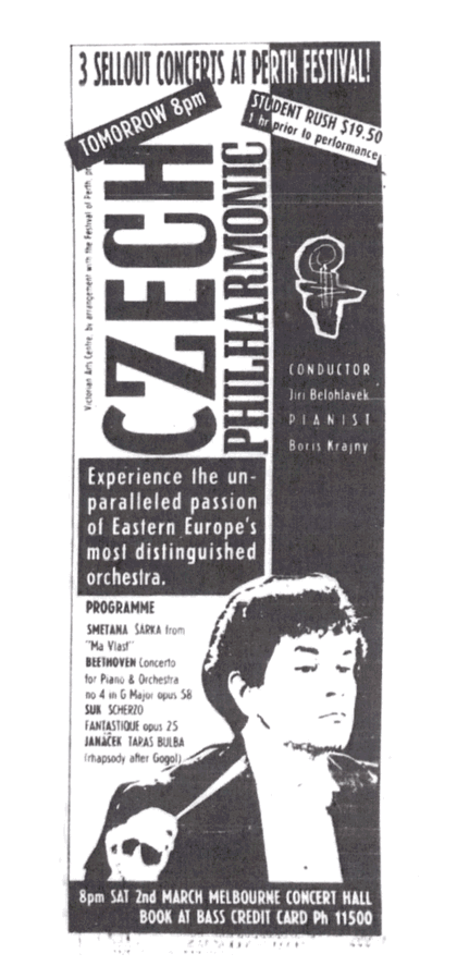 A Poster for a concert in Melbourne - Many thanks to Eva Breward for searching and preparing for publication