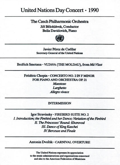 Programme of the United Nations Day Concert at the UN headquarters
