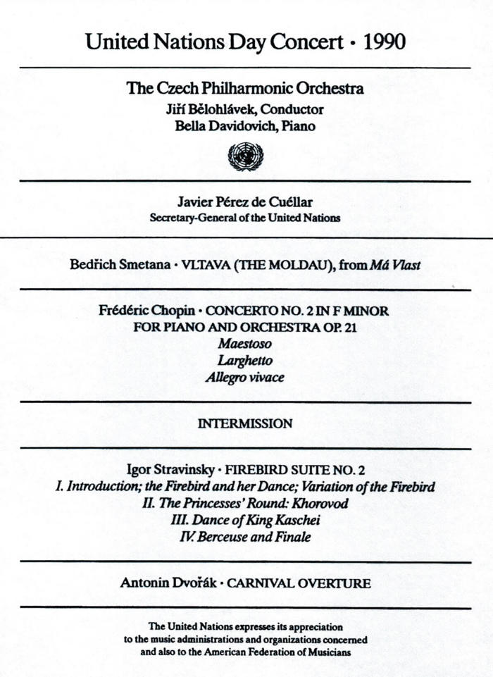 Programme of the United Nations Day Concert at the UN headquarters