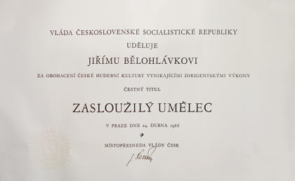 Titul Zasloužilý umělec udělený Jiřímu Bělohlávkovi