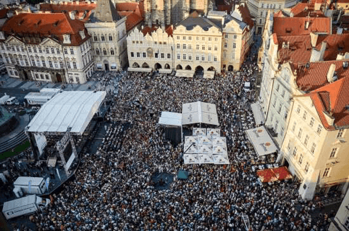 Open-air concert of the Czech Philharmonic at the Old Town Square in Prague
