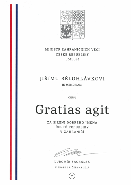 Ocenění Gratias agit pro Jiřího Bělohlávka