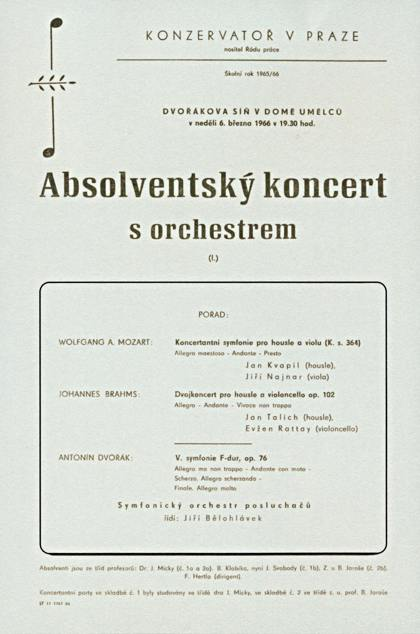 Jiří Bělohlávek, pozvánka na absolventský koncert s orchestrem