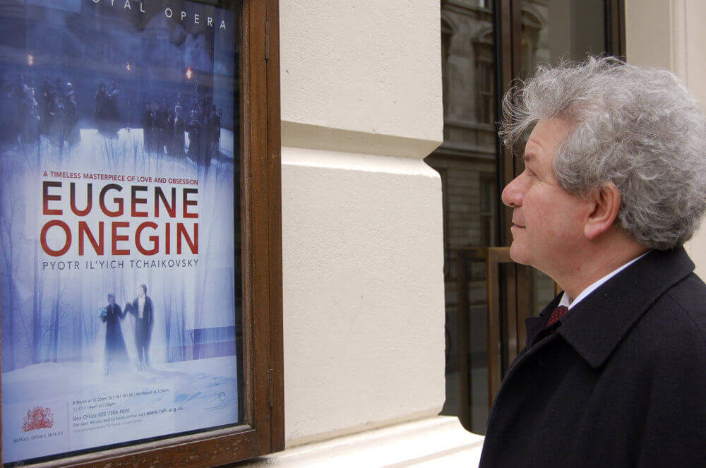 Bělohlávek in front of the Royal Opera House in London